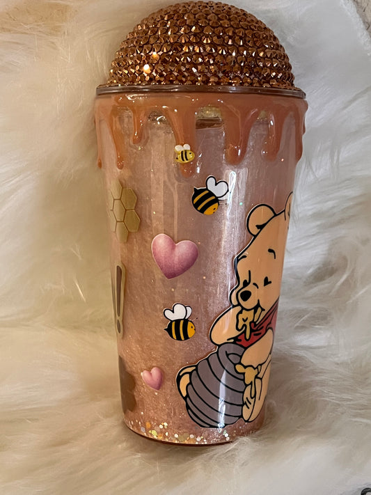 Cute Bear Glitter Globe Tumbler