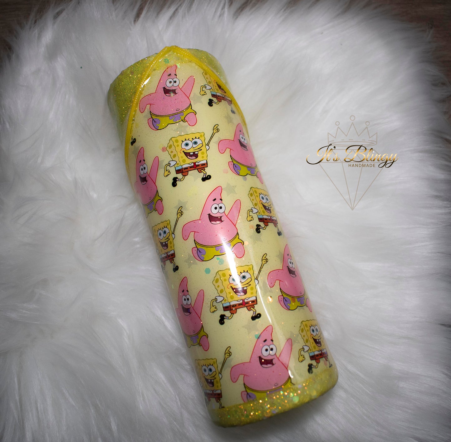 Yellow Zipper Glitter Tumbler