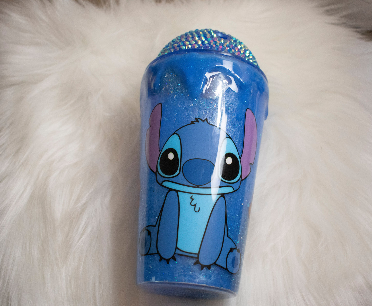 Blue Metallic Glitter Globe Tumbler